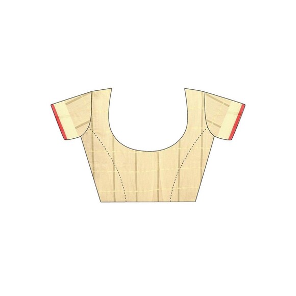 Women's Kota Doria Pure Cotton Saree With Unstiched Blouse NWT golden zari weave - Picture 7 of 12